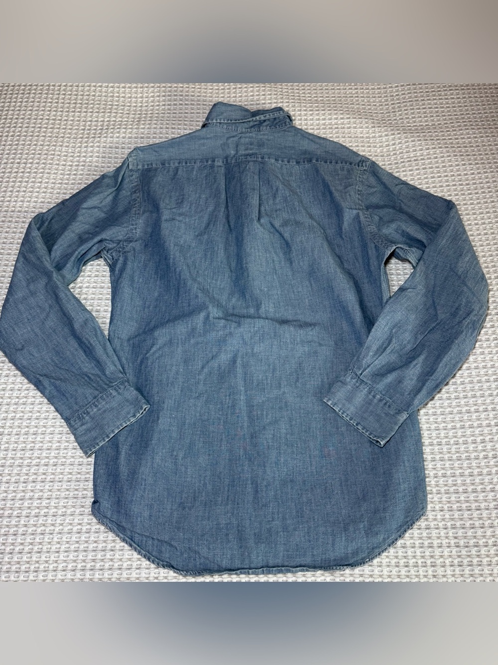 Polo Ralph Lauren Shirt Mens Medium Blue Chambray Button Up Slim Fit Navy Preppy - Picture 9 of 9